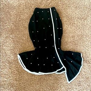 Black Pinup Pearl Fishtail Pencil Skirt White Trim